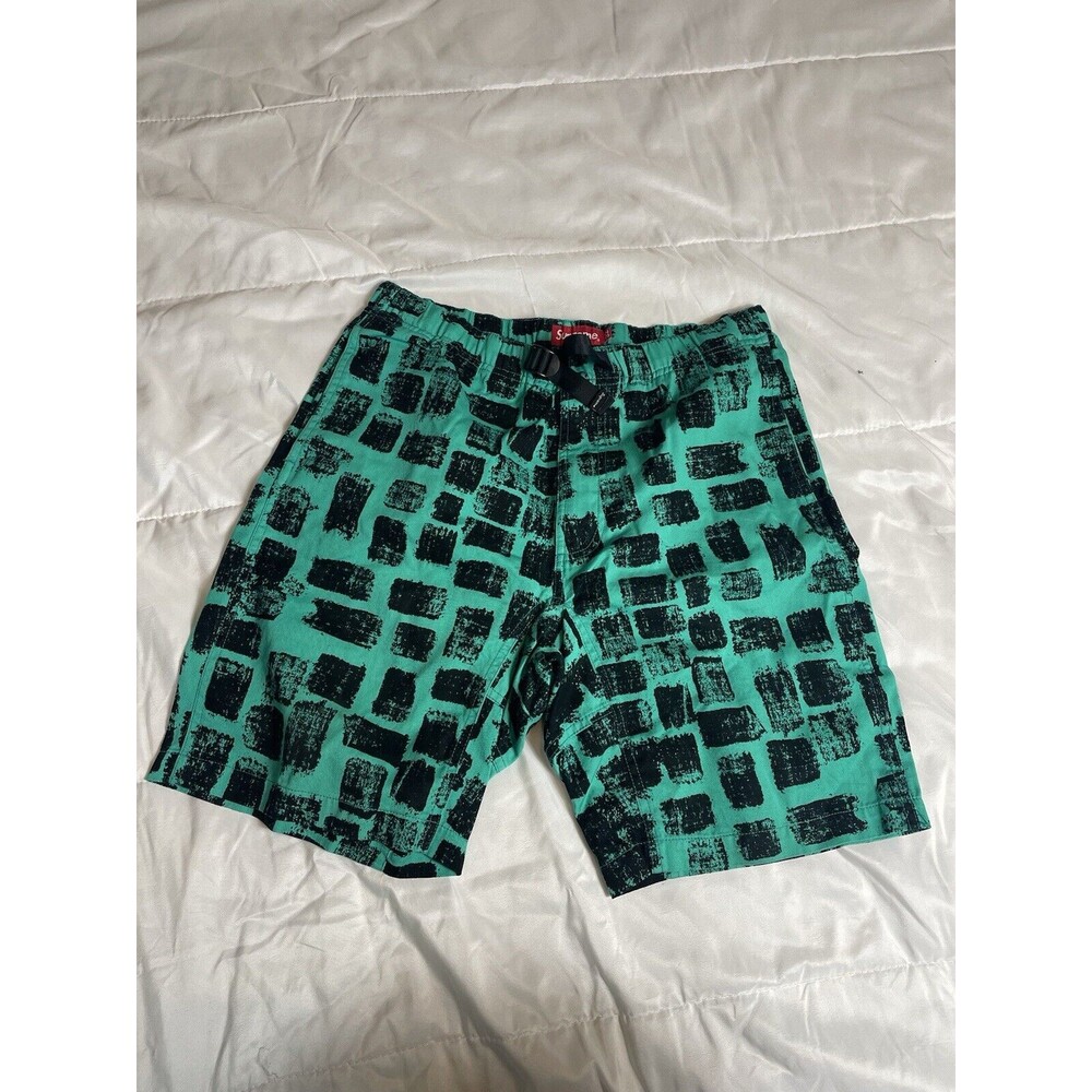 Supreme NYC Block Print Belted Shorts Men’s Size 32 Teal Black SS14